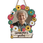 Custom Photo Grandma's Garden - Family Personalized Custom Shaped Home Decor Wood Sign - House Warming Gift For Grandma