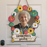 Custom Photo Grandma's Garden - Family Personalized Custom Shaped Home Decor Wood Sign - House Warming Gift For Grandma