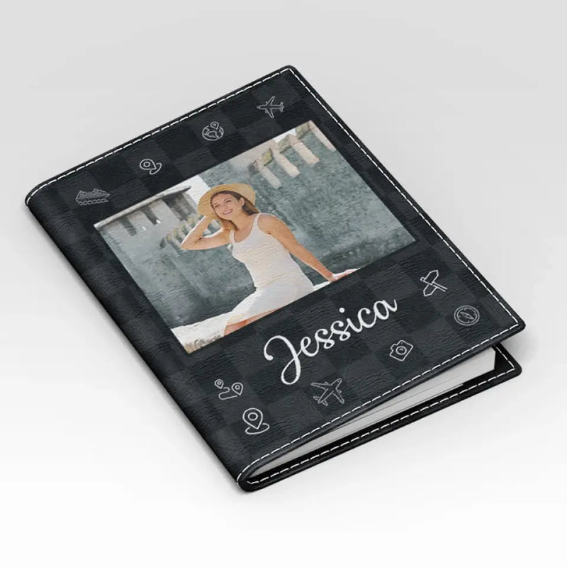 Custom Photo Happiness Is A Way Of Travel - Travel Personalized Custom Passport Cover, Passport Holder - Holiday Vacation Gift, Gift For Travel Lovers