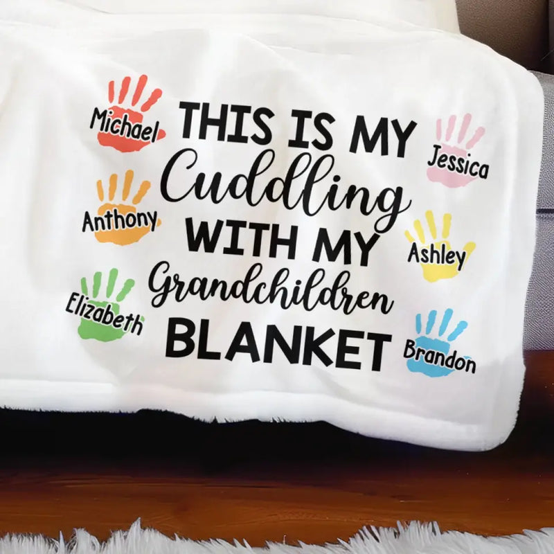 Think Of This Blanket As A Hug - Family Personalized Custom Blanket - Gift For Grandma
