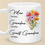 The Most Important Time Is Family Time - Family Personalized Custom Mug - Gift For Mom, Grandma, Great Grandma
