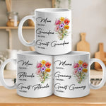 The Most Important Time Is Family Time - Family Personalized Custom Mug - Gift For Mom, Grandma, Great Grandma