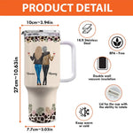 A Mom Is A Daughter’s First Friend - Family Personalized Custom 40 Oz Stainless Steel Tumbler With Handle - Gift For Mom, Daughter