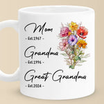 The Most Important Time Is Family Time - Family Personalized Custom Mug - Gift For Mom, Grandma, Great Grandma