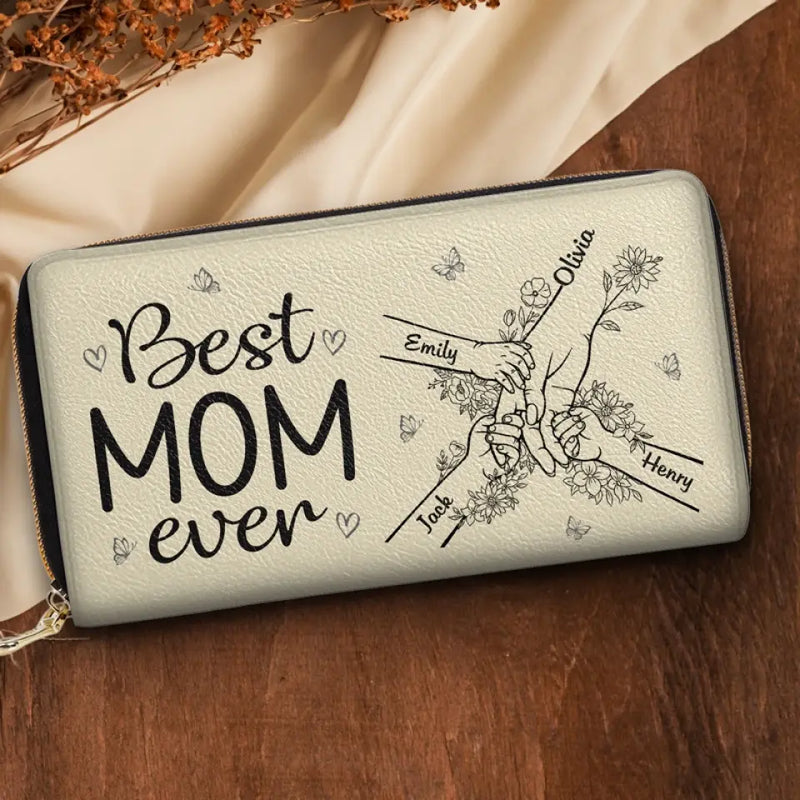 We Have The Best Mom Ever - Family Personalized Custom Leather Long Wallet - Mother's Day, Gift For Mom, Grandma