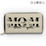 A Mother's Love Is Like A Flower - Family Personalized Custom Leather Long Wallet - Mother's Day, Gift For Mom, Grandma