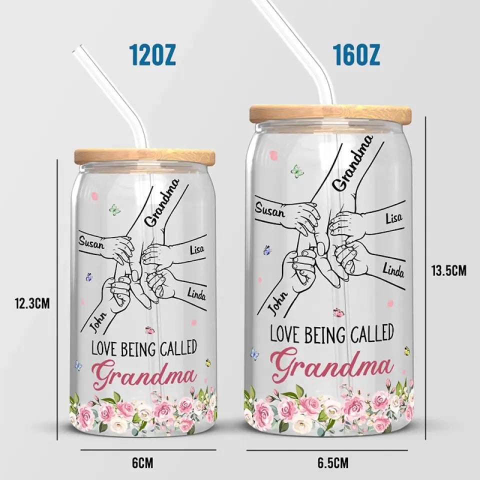 Love Being Called Grammy - Family Personalized Custom Glass Cup, Iced Coffee Cup - Mother's Day, Gift For Mom, Grandma