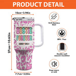 Besties For The Resties - Bestie Personalized Custom 3D Inflated Effect Printed 40 Oz Stainless Steel Tumbler With Handle - Gift For Best Friends, BFF, Sisters