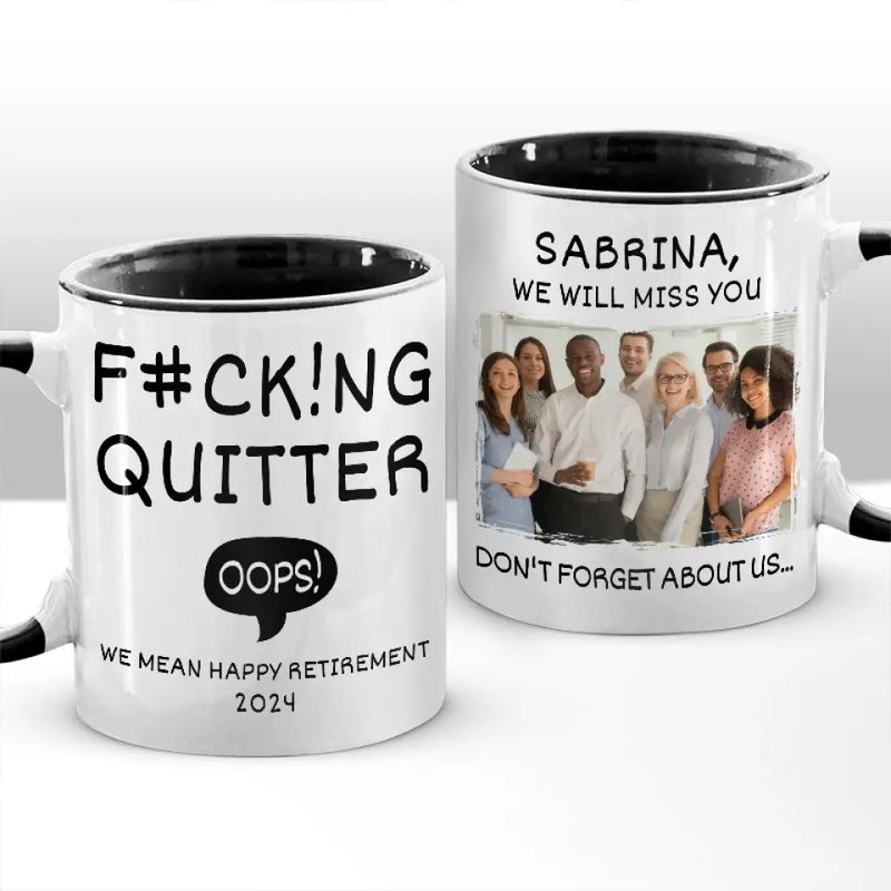 Custom Photo We Mean Happy Retirement - Coworker Personalized Custom Mug - Appreciation, Retirement Gift For Coworkers, Work Friends, Colleagues