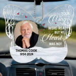 Custom Photo My Heart Was Not Ready For Your Leave - Memorial Personalized Custom Car Ornament - Acrylic Custom Shaped - Sympathy Gift For Family