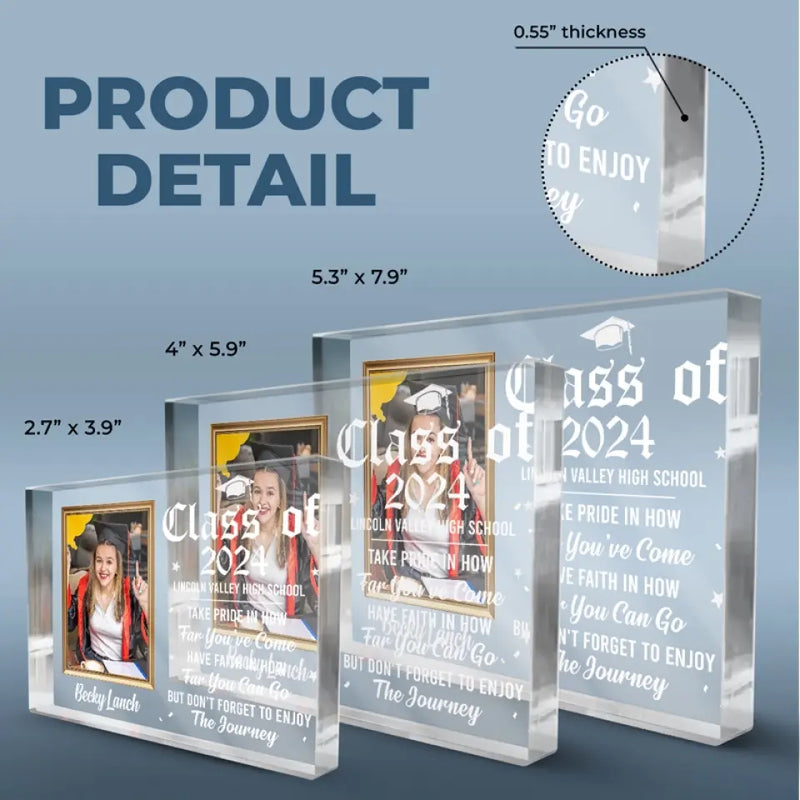 Custom Photo So Proud Of You, Happy Graduation - Family Personalized Custom Rectangle Shaped Acrylic Plaque - Gift for Graduates
