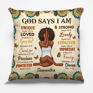 Dieu dit « Je suis » - Coussin de yoga personnalisé - Cadeau pour les amateurs de yoga