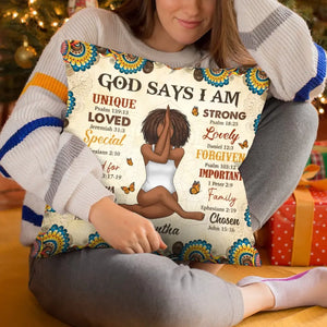 Dieu dit « Je suis » - Coussin de yoga personnalisé - Cadeau pour les amateurs de yoga