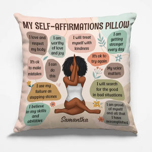 Mes affirmations quotidiennes - Coussin personnalisé pour le yoga - Cadeau pour les amateurs de yoga