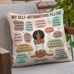 Mes affirmations quotidiennes - Coussin personnalisé pour le yoga - Cadeau pour les amateurs de yoga