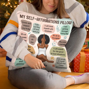 Mes affirmations quotidiennes - Coussin personnalisé pour le yoga - Cadeau pour les amateurs de yoga