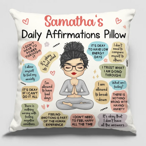 Mon oreiller d'affirmations quotidiennes - Oreiller personnalisé pour le yoga - Cadeau pour les amateurs de yoga