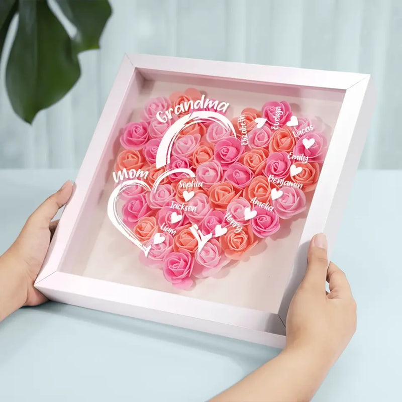 The Amazing Journey Of A Mother's Love - Family Personalized Custom Flower Shadow Box - Mother's Day, Gift For Mom, Grandma