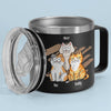 Life Is Better With Coffee And Cat - Cat Personalized Custom 14oz Stainless Steel Tumbler With Handle - Gift For Pet Owners, Pet Lovers