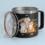 Life Is Better With Coffee And Cat - Cat Personalized Custom 14oz Stainless Steel Tumbler With Handle - Gift For Pet Owners, Pet Lovers