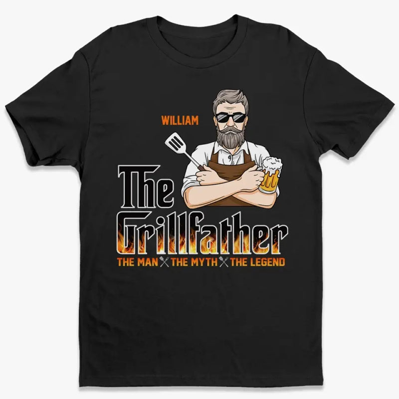 The Grillfather, The Real Master - Family Personalized Custom Unisex T-shirt, Hoodie, Sweatshirt - Father's Day, Gift For Dad, Grandpa, Husband