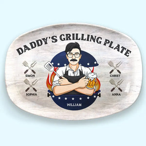 Assiette à griller pour papa - Plateau personnalisé pour la famille - Fête des pères, cadeau pour papa, grand-père