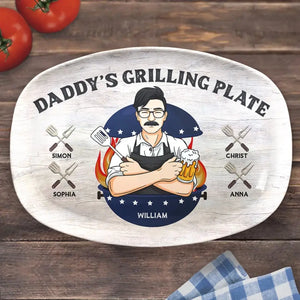 Assiette à griller pour papa - Plateau personnalisé pour la famille - Fête des pères, cadeau pour papa, grand-père