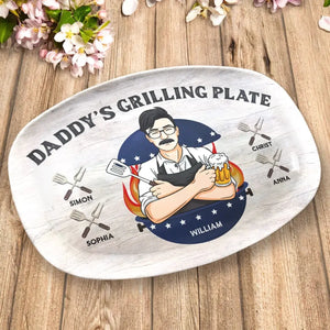 Assiette à griller pour papa - Plateau personnalisé pour la famille - Fête des pères, cadeau pour papa, grand-père