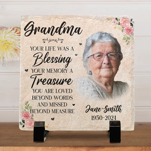 Custom Photo You're Gone But Not Forgotten - Memorial Personalized Custom Square Shaped Memorial Stone - Sympathy Gift For Family Members
