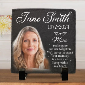 Custom Photo The Memory Becomes A Treasure - Memorial Personalized Custom Square Shaped Memorial Stone - Sympathy Gift For Family Members