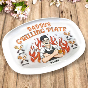 The King Of The Kitchen - Family Personalized Custom 3D Inflated Effect Platter - Father's Day, Gift For Dad, Grandpa
