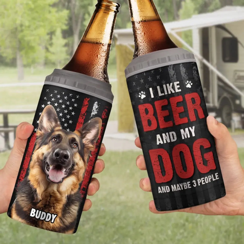 Custom Photo Hold My Drink I Gotta Pet This Dog - Dog Personalized Custom 4 In 1 Can Cooler Tumbler - Father's Day, Gift For Dog Lovers, Dad, Husband