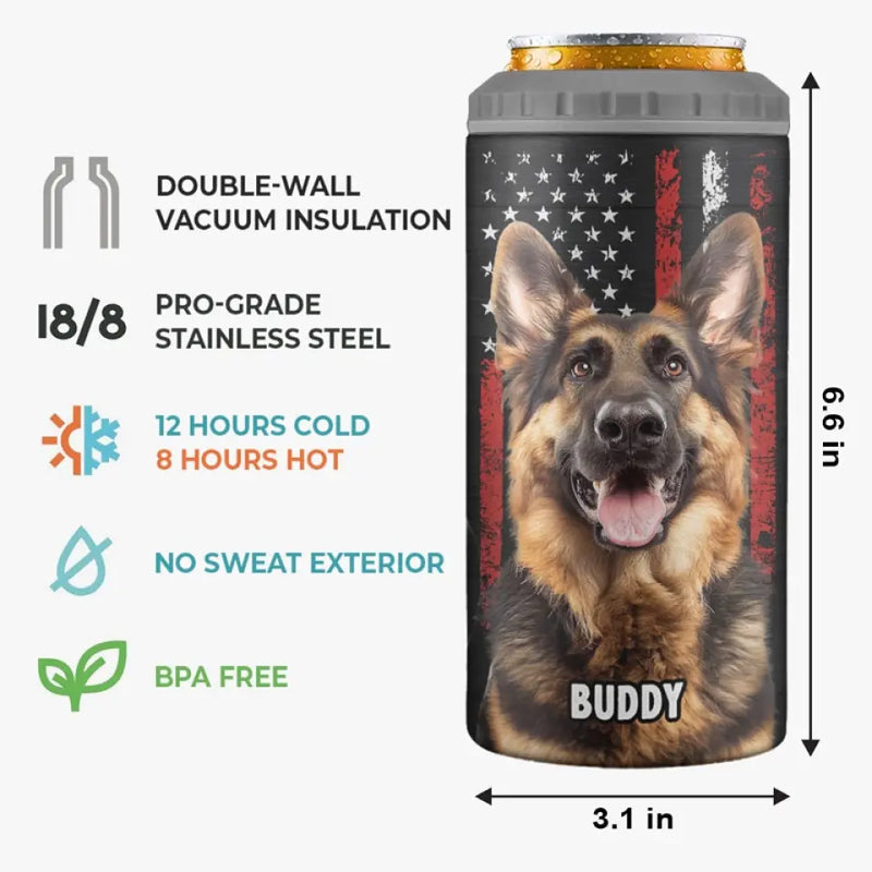 Custom Photo Hold My Drink I Gotta Pet This Dog - Dog Personalized Custom 4 In 1 Can Cooler Tumbler - Father's Day, Gift For Dog Lovers, Dad, Husband