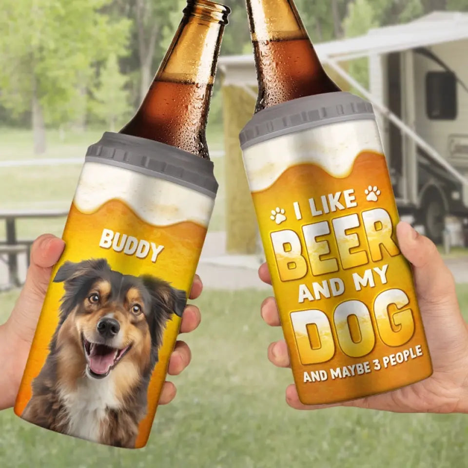 Custom Photo Dog Father Beer Lover - Dog Personalized Custom 4 In 1 Can Cooler Tumbler - Father's Day, Gift For Pet Owners, Pet Lovers