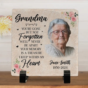 Custom Photo You're Gone But Not Forgotten - Memorial Personalized Custom Square Shaped Memorial Stone - Sympathy Gift For Family Members