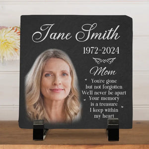 Custom Photo The Memory Becomes A Treasure - Memorial Personalized Custom Square Shaped Memorial Stone - Sympathy Gift For Family Members