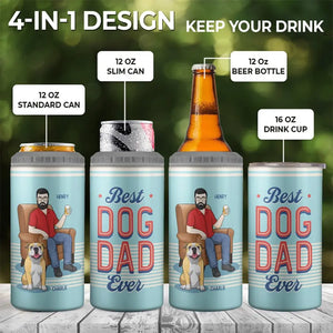 Mon père est plus cool que le tien - Gobelet isotherme 4 en 1 personnalisé pour chien - Fête des pères, cadeau pour les propriétaires d'animaux et les amoureux des animaux