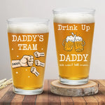 Drink Up Dad, We Won't Tell Mom - Family Personalized Custom Beer Glass - Father's Day, Gift For Dad