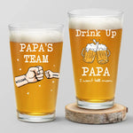 Drink Up Dad, We Won't Tell Mom - Family Personalized Custom Beer Glass - Father's Day, Gift For Dad