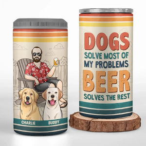 Les chiens résolvent la plupart de mes problèmes - Gobelet isotherme 4 en 1 personnalisé pour chien - Fête des pères, cadeau pour les propriétaires d'animaux et les amoureux des animaux
