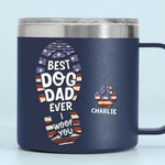 I Woof You Every Day - Dog Personalized Custom 14oz Stainless Steel Tumbler With Handle - Gift For Dad, Dog Lovers
