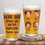 Custom Photo I'm Awesome Thank You - Family Personalized Custom Beer Glass - Father's Day, Gift For Dad