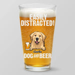 Easily Distracted By Dogs And Beer - Dog Personalized Custom Beer Glass - Father's Day, Gift For Dog Lovers, Dad