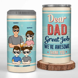 Cher papa, bon travail, nous sommes géniaux - Gobelet isotherme personnalisé 4 en 1 pour la famille - Fête des pères, cadeau pour papa, grand-père