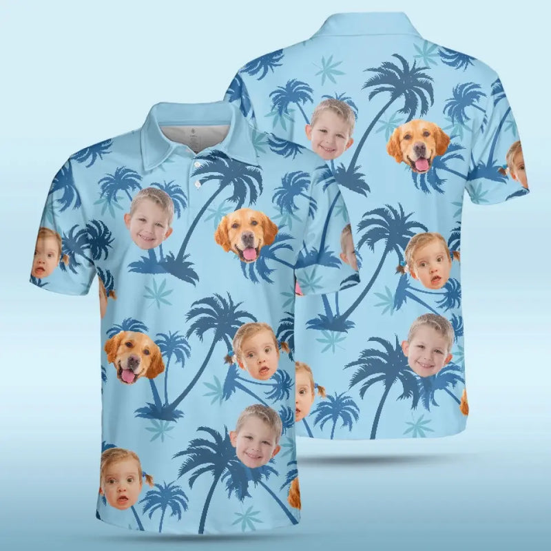 Custom Photo Daddy, Thanks For Being My Hero - Family Personalized Custom All Over Print Polo Shirt - Father's Day, Gift For Dad, Kids, Dog Lovers