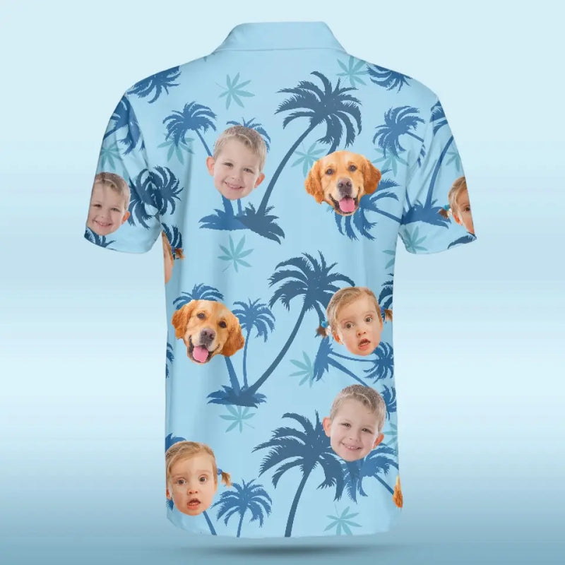 Custom Photo Daddy, Thanks For Being My Hero - Family Personalized Custom All Over Print Polo Shirt - Father's Day, Gift For Dad, Kids, Dog Lovers