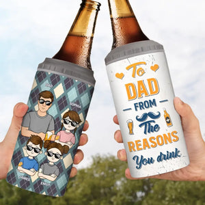 À papa de la part de la raison pour laquelle vous buvez - Gobelet isotherme 4 en 1 personnalisé pour la famille - Fête des pères, cadeau pour papa, grand-père