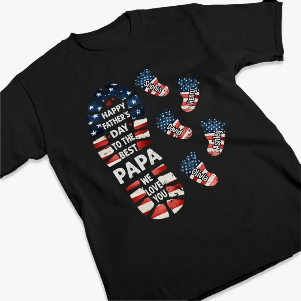 Happy Father's Day To The Best Papa - Family Personalized Custom Unisex T-shirt, Hoodie, Sweatshirt - 4th Of July, Father's Day, Gift For Dad, Grandpa