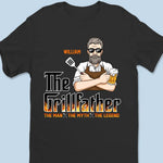 The Grillfather, The Real Master - Family Personalized Custom Unisex T-shirt, Hoodie, Sweatshirt - Father's Day, Gift For Dad, Grandpa, Husband