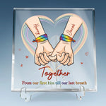 Together From Our First Kiss Till Our Last Breath - Couple Personalized Custom Square Shaped Acrylic Plaque - Gift For Husband, Wife, Couple